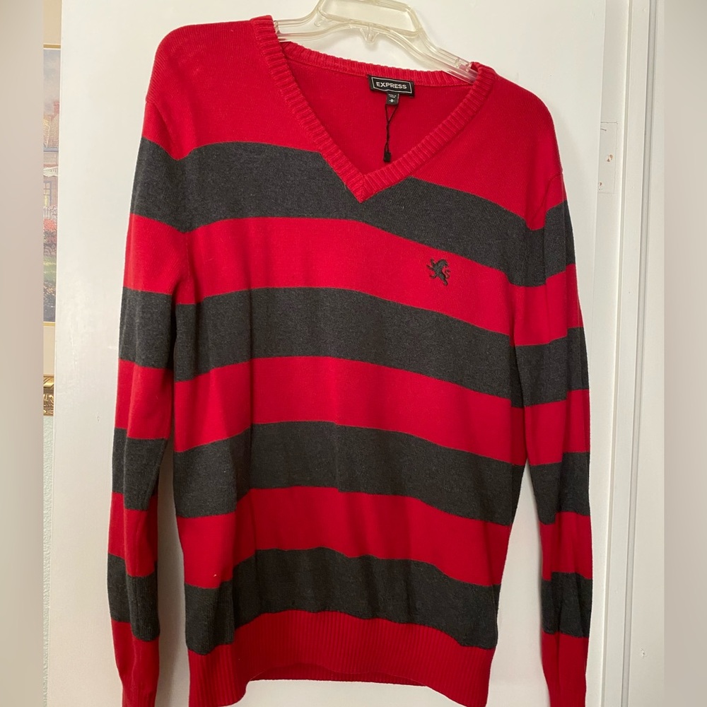 Express Gray and Red Sweater size M